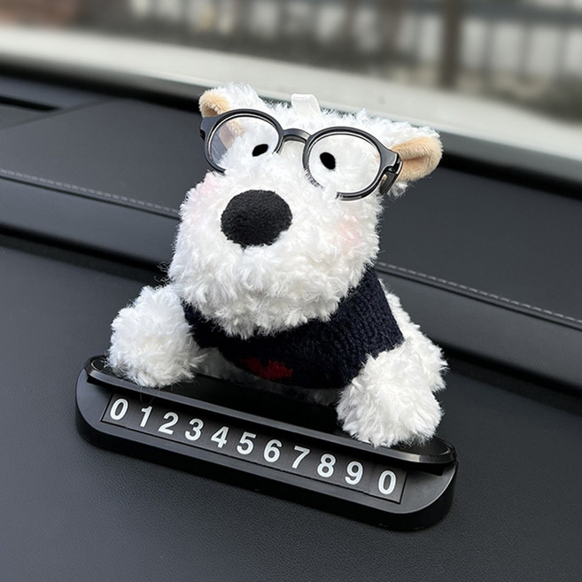 레모토 테리어독 인형 주차번호판 야광 사생활보호, 1개, 02.검정색 니트