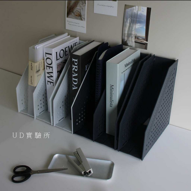 UDlab 文件收納架 桌上書架 3層/4層 伸縮折疊書架 AF04-001, 黑,三層, 1個