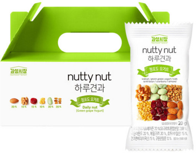 하루견과 감성시장 청포도요거트 20g x 20입, 1세트