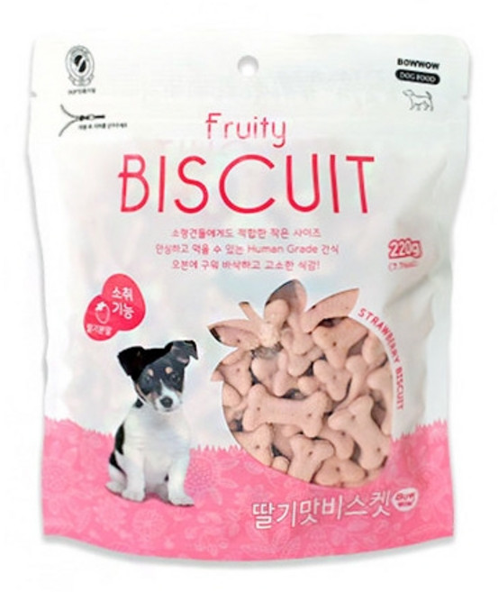 [바우와우] 딸기맛 비스켓 220g 3개