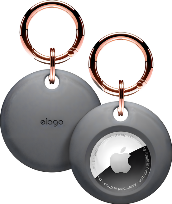 elago AirTag 基本款保護套 附鑰匙扣 防刮防震 輕巧便攜, 深灰, 1個