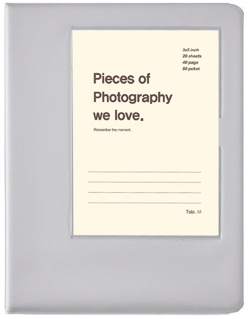 문구백서 3X5 사진 포켓 앨범 포켓식 포토 포카바인더 콜렉트북 티켓북, 백지, 그레이