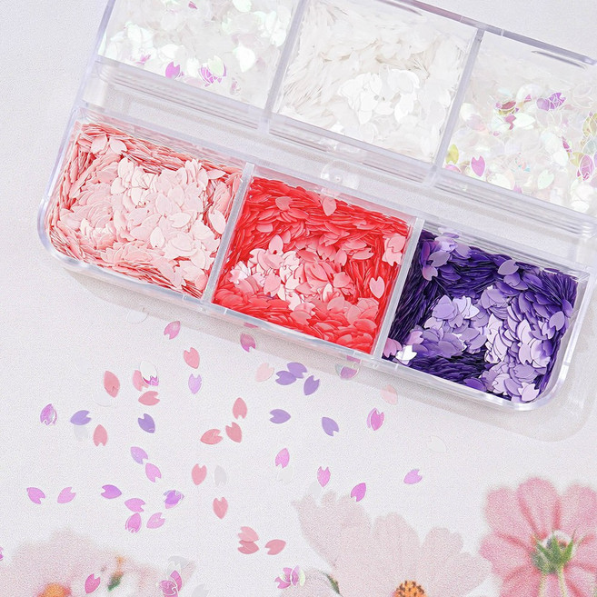 네일스토어 튤립 벚꽃 네일글리터 6종세트-1 봄플라워, 벚꽃 6종-1/T289, 1개, 믹스