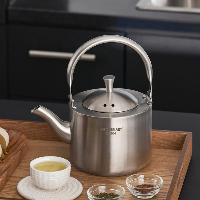 키친아트 뉴올가 IH 차망주전자 스텐304 티포트 인덕션 거름망, 1개, 3L, 스텐실버