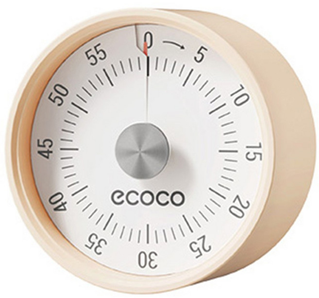 ECOCO 意可可磁吸機械式定時器 廚房計時器 做飯 定時提醒器 學習時間管理 鬧鐘, E25023奶油色, 1個