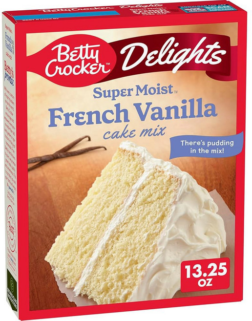 베티 크로커 매우 촉촉한 프렌치 바닐라 케이크 믹스 13.25온스, French-Vanilla, 1개