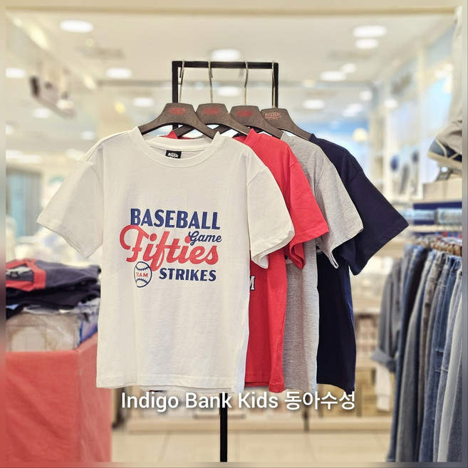 인디고키즈 [스피드배송] 25SS NEW 싱글 레귤러 바시티 그래픽 반팔티_동아수성
