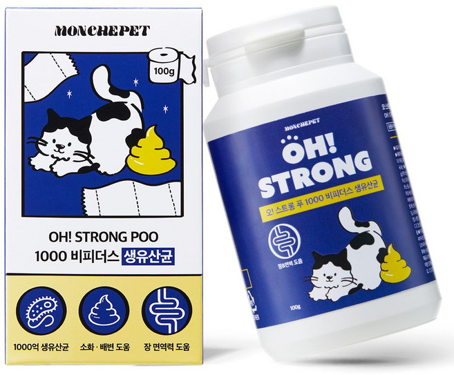 동물병원 입점 몽셰펫 고양이 생 유산균 영양제 대용량 100g, 1개, 장건강/유산균, 50회분