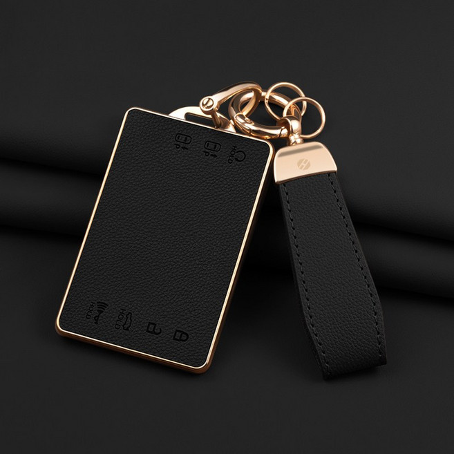 HAKO 소프트 가죽TPU 차키케이스+키홀더 ( 스마트카드키 호환), H-12, 블랙