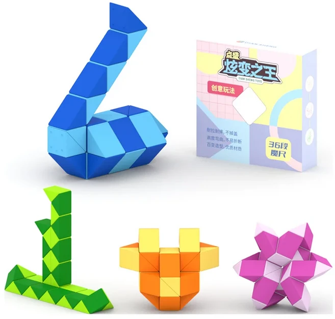 DianSheng 매직 룰러 레인보우 24 36 48 60 72 세그먼트 Cubo Magico 스네이크 트위스트 큐브 교육용 장난, 1개, 11 36 Orange