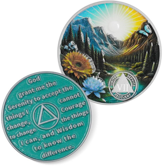 Sunrise Valley 7 Year Sobriety Coin - Chip for Alcoholics Anonymous NA AA Chips and Medallions C, 01Retro