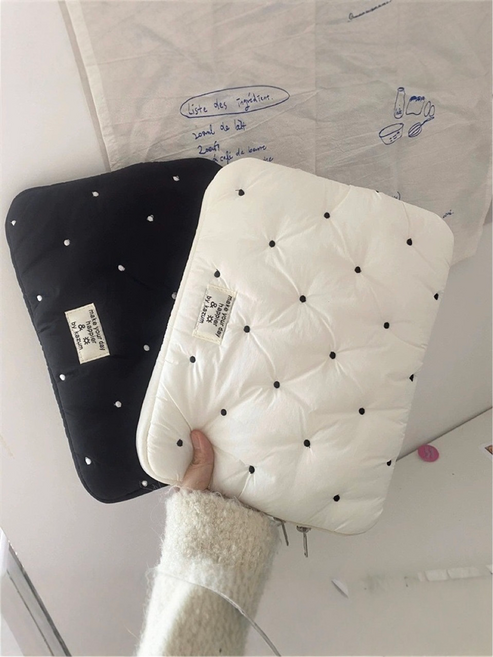 쿠션 패딩 도트 아이패드 파우치 11인치 태블릿 갤럭시탭 프로 에어 6세대 5세대 9세대 케이스, 1개, 화이트 쿠션