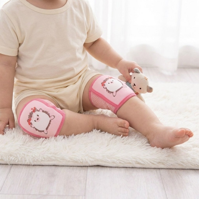 맘앤밥 애니멀 벨크로 무릎보호대 2장 세트, 고슴도치