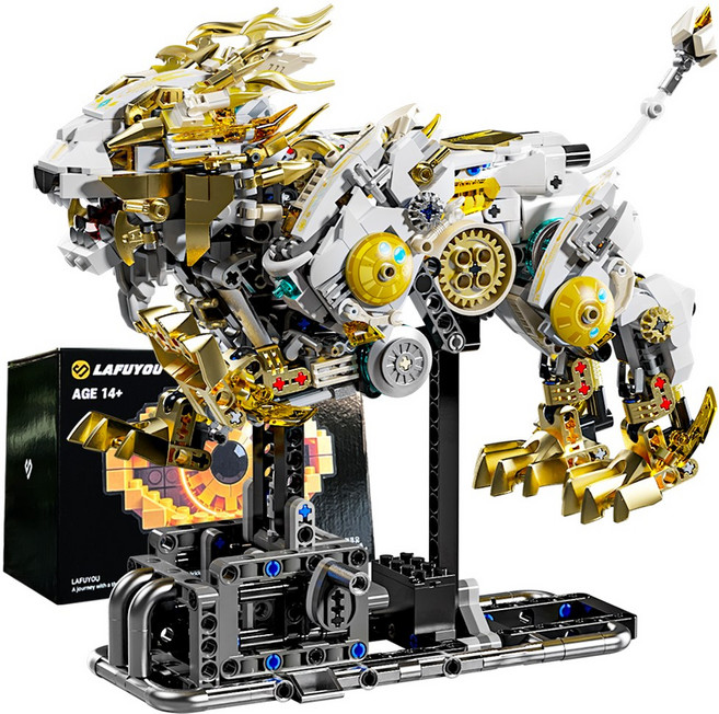 라푸유 사자 MOC블록 움직이는 LION 피규어 프라모델 라이온 모형 어른장난감 주말생활 블록선물 MOC블럭, 1개, No.13090