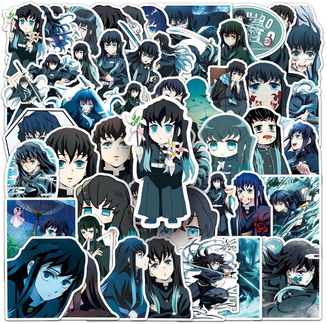 귀멸의칼날 스티커 다이어리 캐리어 꾸미기 다꾸 굿즈 귀칼 귀살대 무한성 컬렉션 세트, 50개, 무이치로