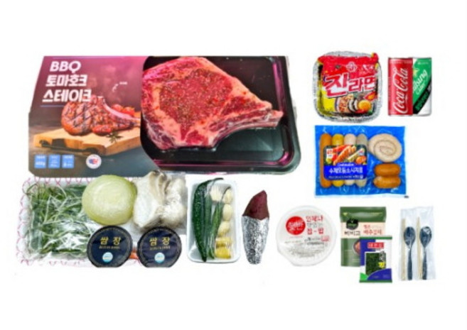 [서해바다할인마트] 꼬기삼촌 토마호크 바베큐 세트 대천 캠핑 고기 맛집, 1개, 450g, 목살 200g