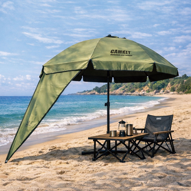 캠키 블랙코팅 캠핑 파라솔 해변 피크닉 캠크닉 낚시 암막 파라솔, 리얼카키