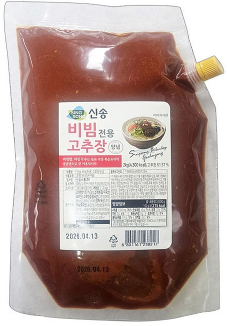 신송 비빔전용고추장 쫄면양념 비빔면소스, 3개, 2kg