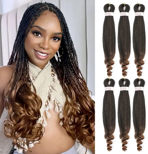 Pre Stretched Curly Braiding Hair 크로셰 뜨개질 머리띠 천연 블랙 합성 뜨거운 물 설정 Professiona, 01 22인치, 02 3개/묶음, 01 T1B / 30