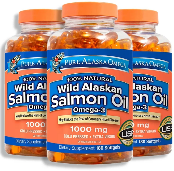 Pure Alaska Omega [3개 SET] 와일드 알라스칸 연어유 1000mg 210정 (소프트젤) Wild Alaskan Salmon Oil 210 Softgels, 3개 - 쿠팡