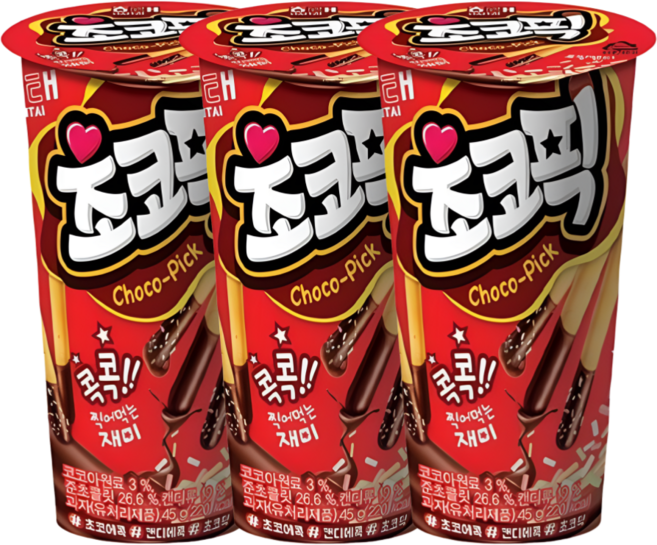 해태제과 초코픽 과자, 45g, 3개