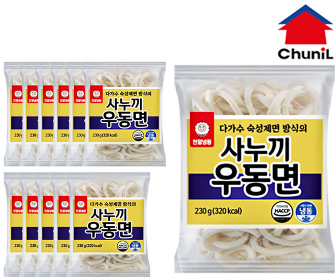 천일식품 사누끼 냉동 우동면 230g, 12개