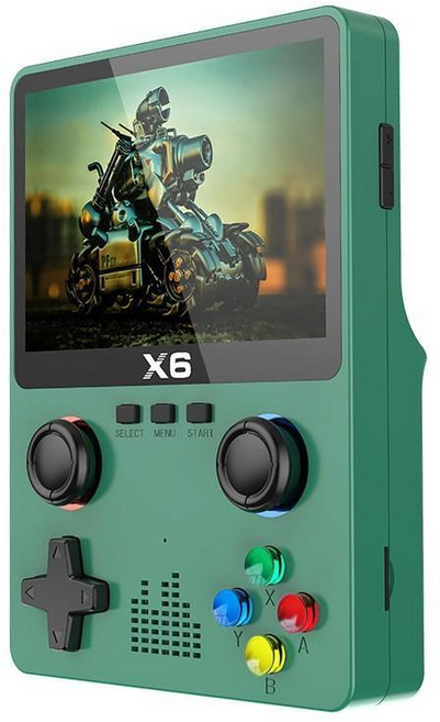 X6 雙搖桿 掌機 模擬器 高清大彩屏 遊戲機, 1個, 綠色,32G 單打, 綠色, 32G 單打