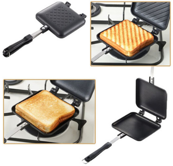 요시카와 파니니팬 샌드위치 메이커 팬 토스트 프라이팬 양면팬, 플랫형, 1개