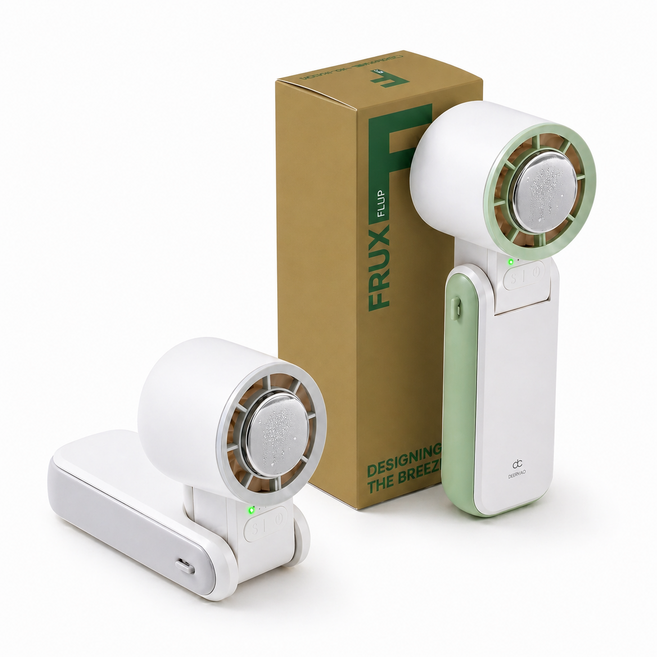 프럭스 휴대용 급속 냉각 선풍기 핸디 미니 무선 에어컨 손선풍기 손풍기, 화이트