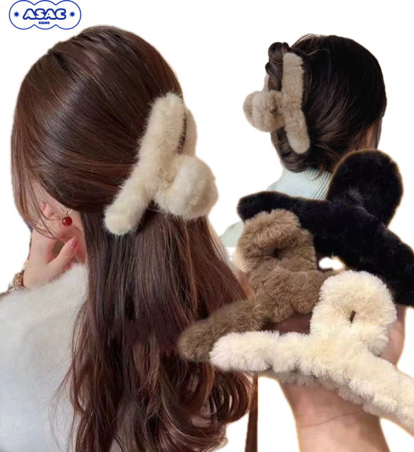 복실 머리핀 14cm 빅사이즈 3종세트 아삭스퀘어 3p