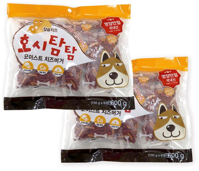 호시탐탐 강아지 모이스트 치즈버거 져키, 치즈맛, 600g, 2개