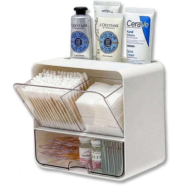 포런포런 다용도 미니 화장품 수납 정리함, 1개, 투명 화이트