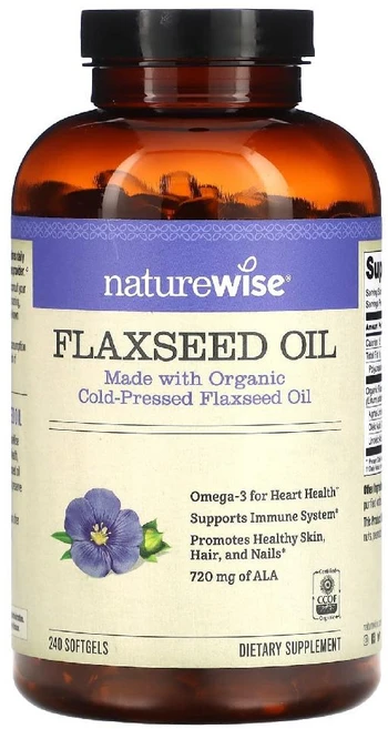 NatureWise Flaxseed Oil 네이처와이즈 플랙시드 오일 아마씨유 720mg 240소프트젤, 240정, 1개 - 쿠팡