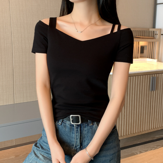 일월전빵 여성용 반팔 무지 스판 쫄티