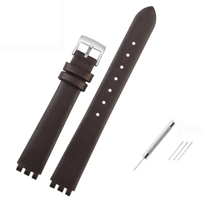 스와치용 송아지 가죽 시계 밴드 12mm 스트랩 YSS306 LP131 LK292G 스테인레스 스틸 걸쇠 여성 비즈니스