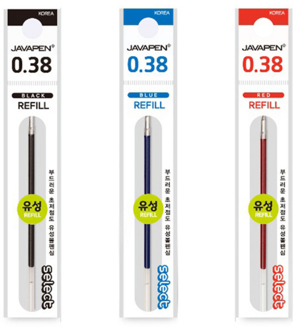 자바 셀렉트 제트볼 볼펜 리필심 0.38mm 낱개, 검정