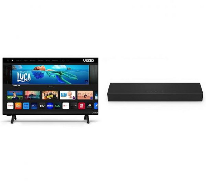 VIZIO 비지오 24인치 D시리즈 FHD LED 스마트 TV 블루투스 헤드폰 지원 AMD FreeSync Alexa 호환 D24fMK01 2023 모델, 24 inch_Smart TV + Sound Bar