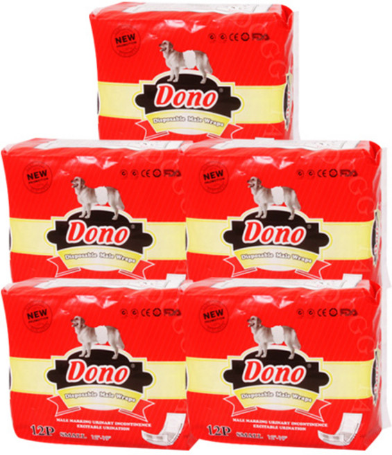 [도노] [펫 파라다이스]도노 숫컷용 매너패드 기저귀(55*20cm s) 12p x5개 기저귀, 소형, 12개입, 5개