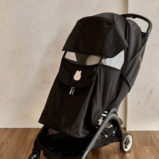 돗투돗 원패치 유모차 방풍 커버, 1개, 베이비바니(블랙)
