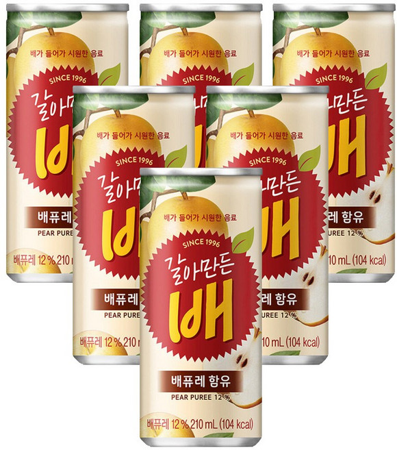 해태 갈아만든 배 6입 (210ml ), 210ml, 6개