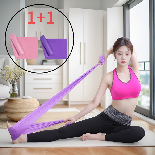 코코링하우스 요가밴드 초급용 스트레칭밴드 2P, 핑크퍼플, 2개