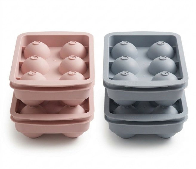 쥬얼아이스 동그란왕얼음틀 빅볼얼음 둥근큰하이볼 냉동실 국산, 4개, 핑크+블루