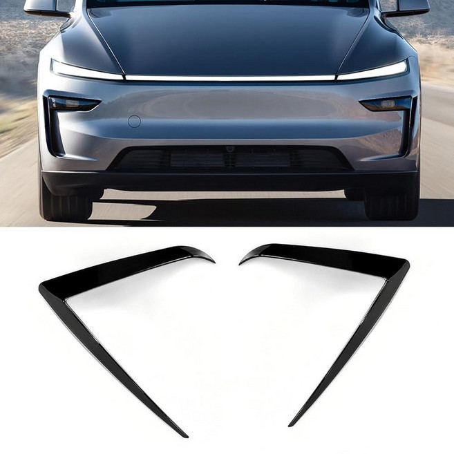 MoonLINKS 링크 2025-2026 테슬라 모델 Y 주니퍼 안개등 트림 커버 전면 드라이버 및 조수석 범퍼 눈썹 베젤 트림과 호환 주니퍼용 유광 블랙 (1쌍) 218