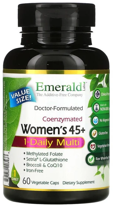 Emerald Laboratories 코엔자이메이티드 우먼스 45플러스 원 데일리 멀티 베지캡슐 60정, One Color - 쿠팡