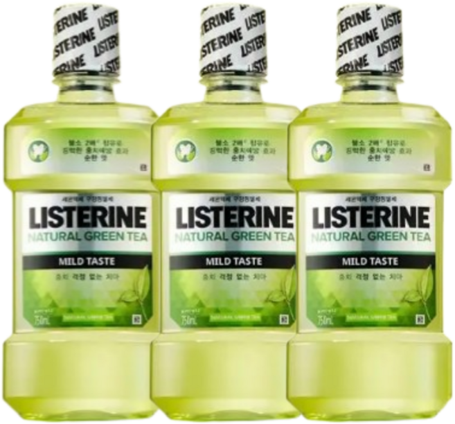 리스테린 내추럴 그린티 마일드, 3개, 750ml