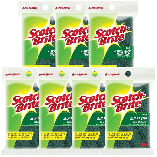 스카치브라이트 향균 스폰지 양면 다목적 수세미 소, 1개, 7개