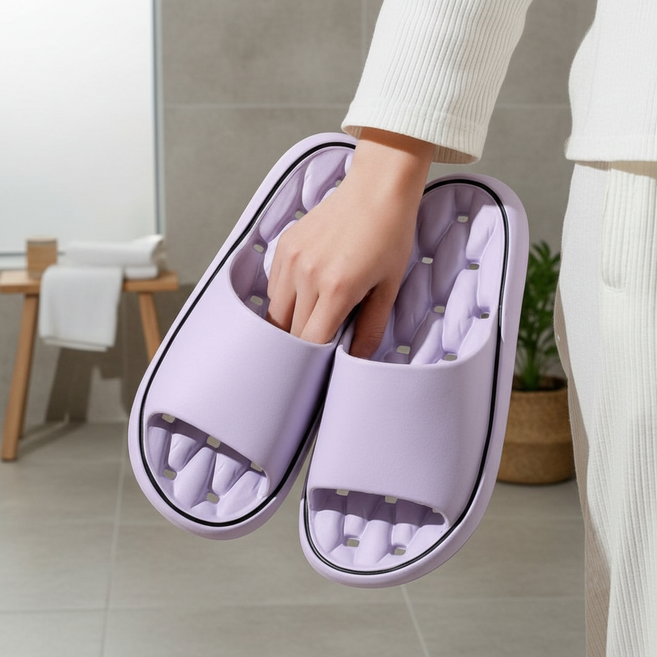 구르미 EVA 가벼운 욕실화 화장실 거실 베란다 실내 슬리퍼 2족 세트, 1개, 구르미 EVA슬리퍼_퍼플