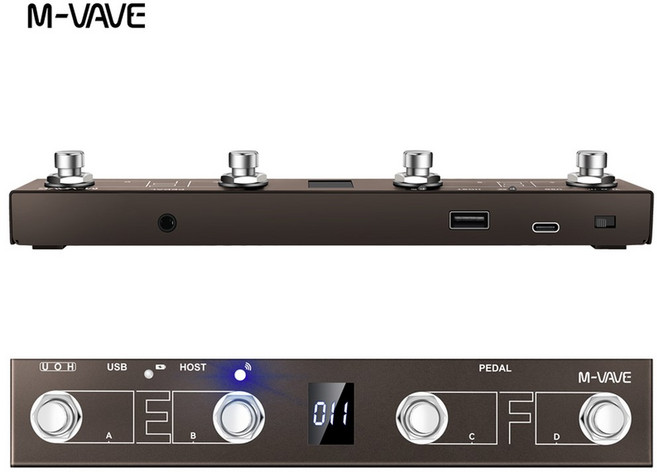 기타이펙터 M-VAVE 초콜릿 플러스 휴대용 무선 MIDI 풋 컨트롤러 - 4버튼 BT 페달 충전식 앱, 2)Chocolate Plus, 1개