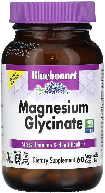 Bluebonnet Nutrition 글리신마그네슘 400mg 베지 캡슐 60정(캡슐 1정당 100mg), BluebonnetNutrition글리신마그네슘400m, 1개, 60정 - 쿠팡