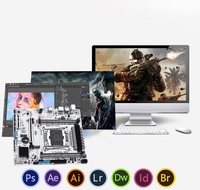 컴퓨터사운드카드 X99SDS PLUS M-ATX 메인보드 PCI-E 3.0 X16 LGA2011-3 컴퓨터 마더보드 USB3.0/2.0 기가비트 네트워크 카드 7.2 채널 사운드, 0 CHINA_0 Connector Adapter, 1개